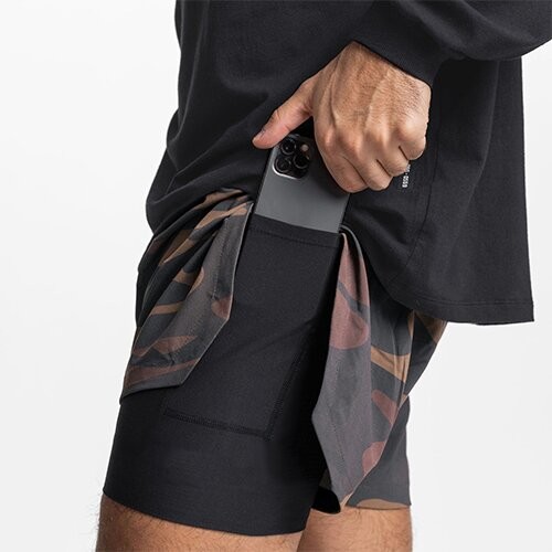 OEM maufactory European and American men's casual double -layer shorts in summer sports fitness running