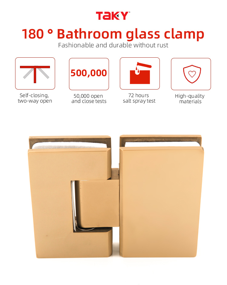 Modern Design 304 Stainless Steel Glass to Glass Hinge 180 Degree Bathroom Gate Clamp