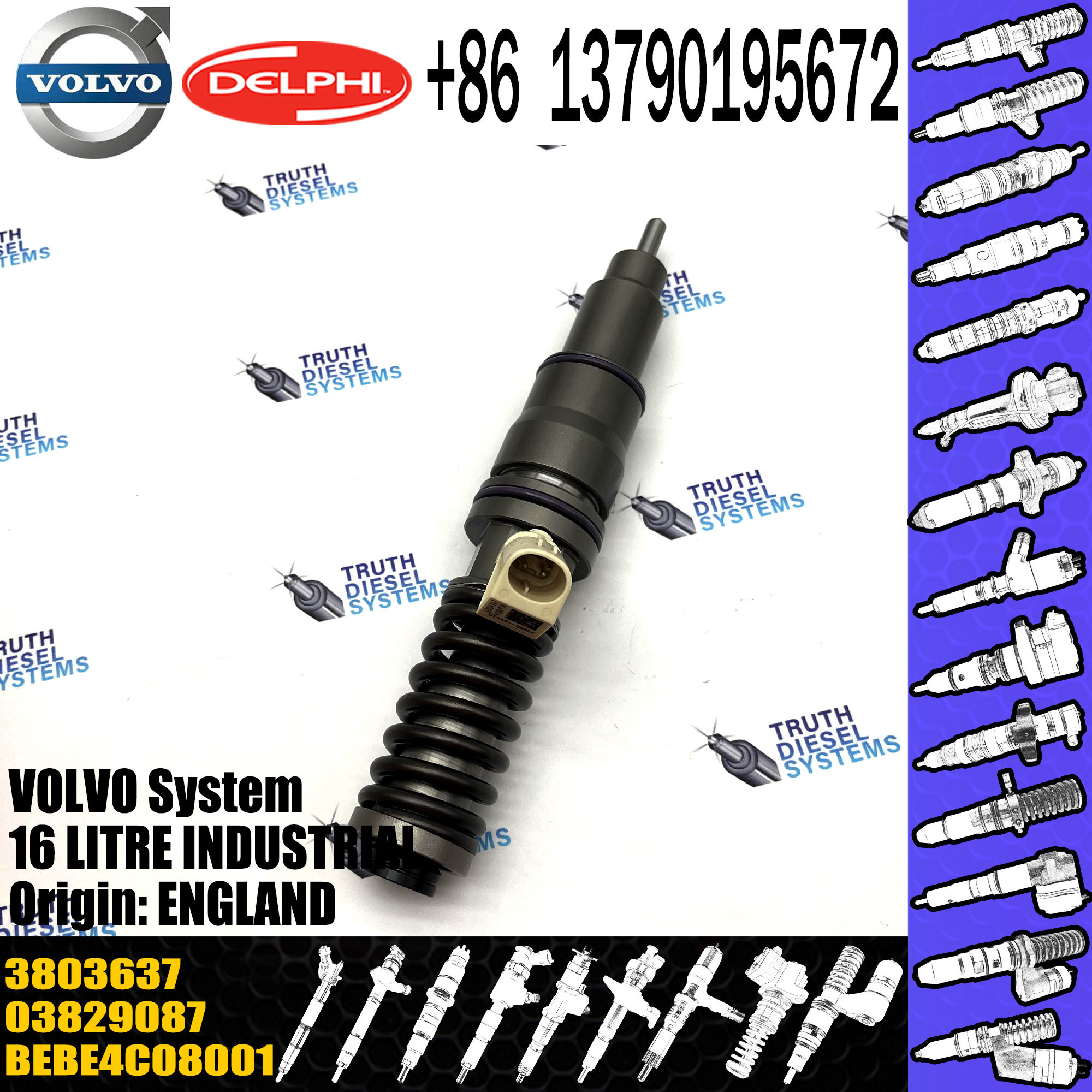 3803637 03829087 BEBE4C08001 3829087 HRE115Diesel Fuel Injector for VOL Penta D16 Engine