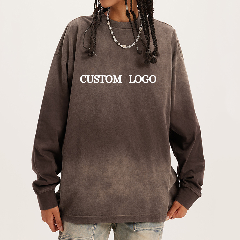 Oversized Fitted Custom Cotton Black Long Sleeve Shirt Crop Top T Shirt For Y2k Style Mens Women