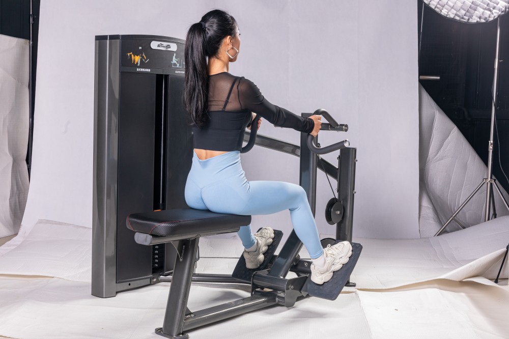 Seated Row Indoor Commercial Pin Loaded Equipment With Self Adjusting Handles
