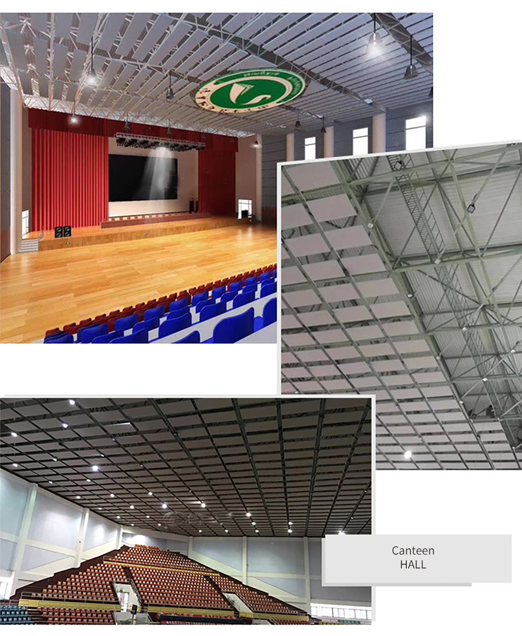 Modern Style Fiberglass Acoustic Ceiling Panels Flame Retardant With Padlock Hasp