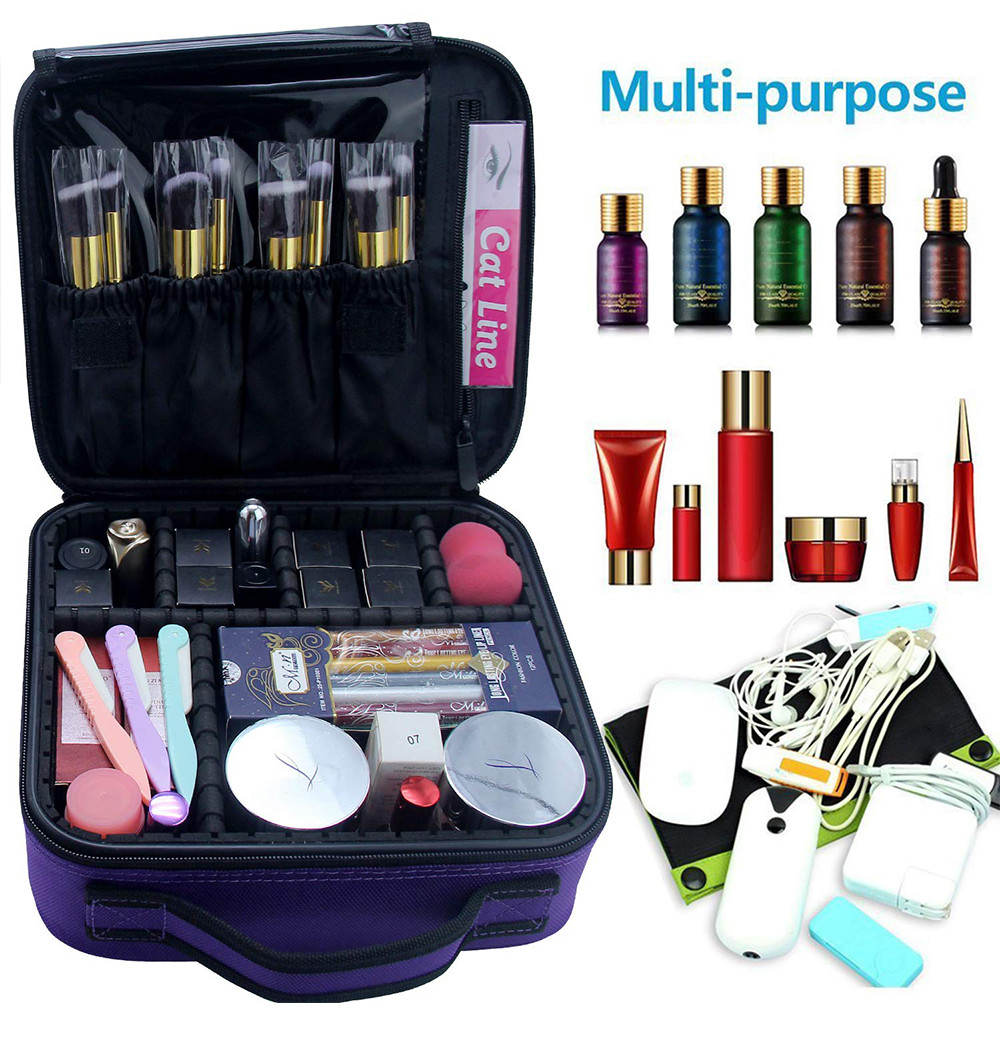 Multipurpose Cosmetic Organizer Travel Case With Adjustable Dividers