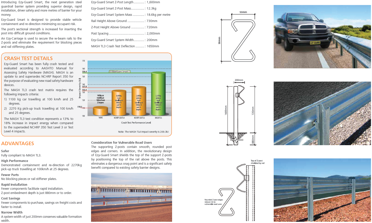 Roadway Safety Steel Corrugated Beam Highway Guardrail Z Post ISO9001 2000 Certified
