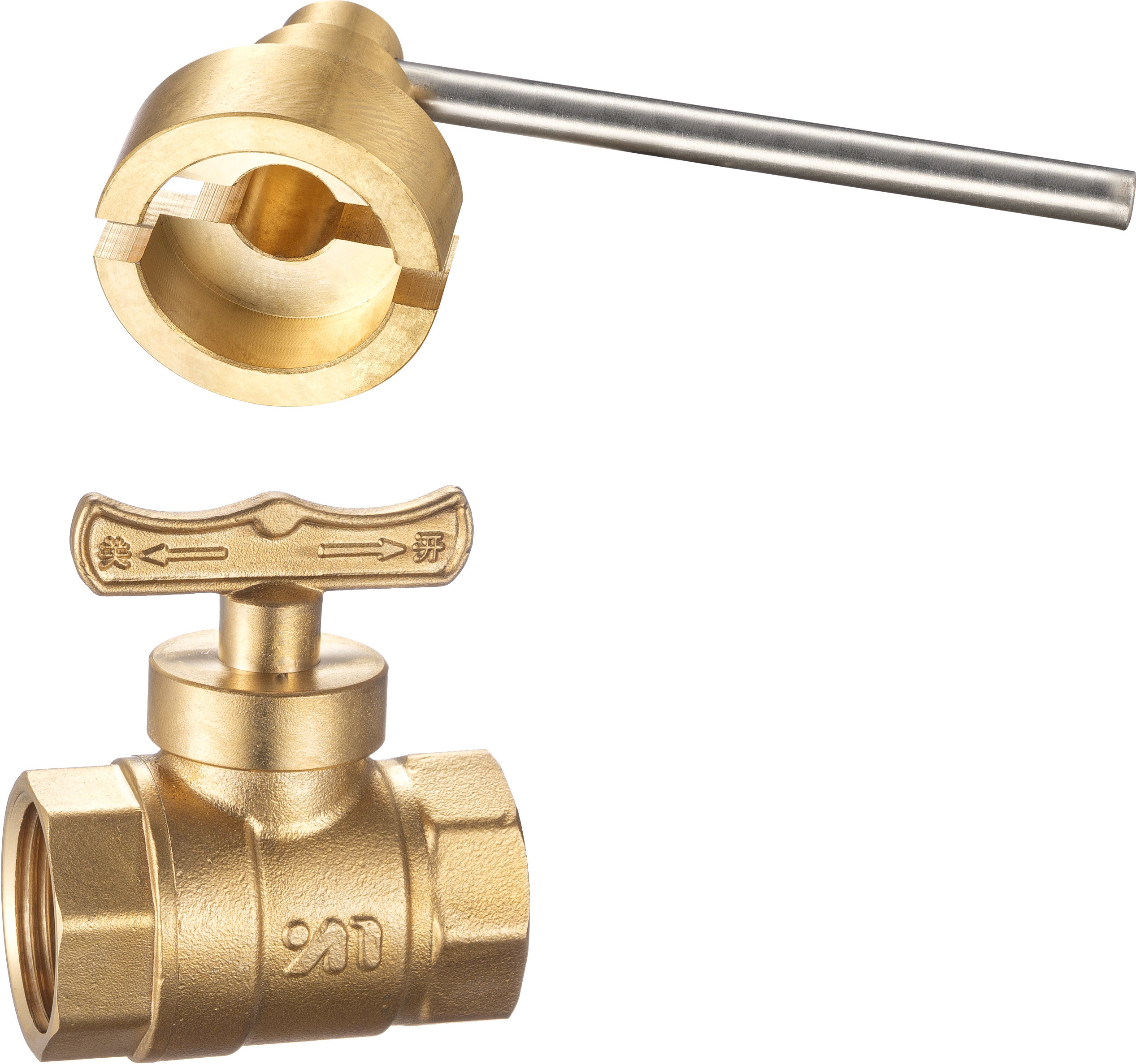 1501 Female x Female Butterfly Handle Magnetic Lockable Brass Ball Valve Sizes DN15 DN20 DN25 DN32 DN40 DN50