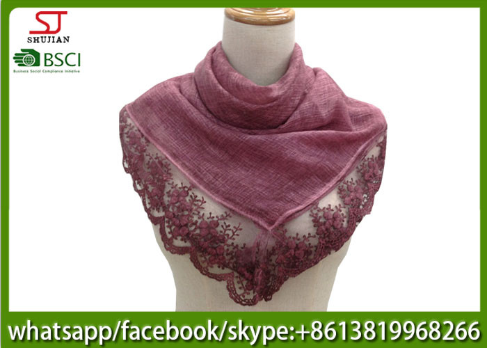 Chinese factory embroider square lace thin scarf 100% Polyester 100*100cm spring summer autumn keep fashion