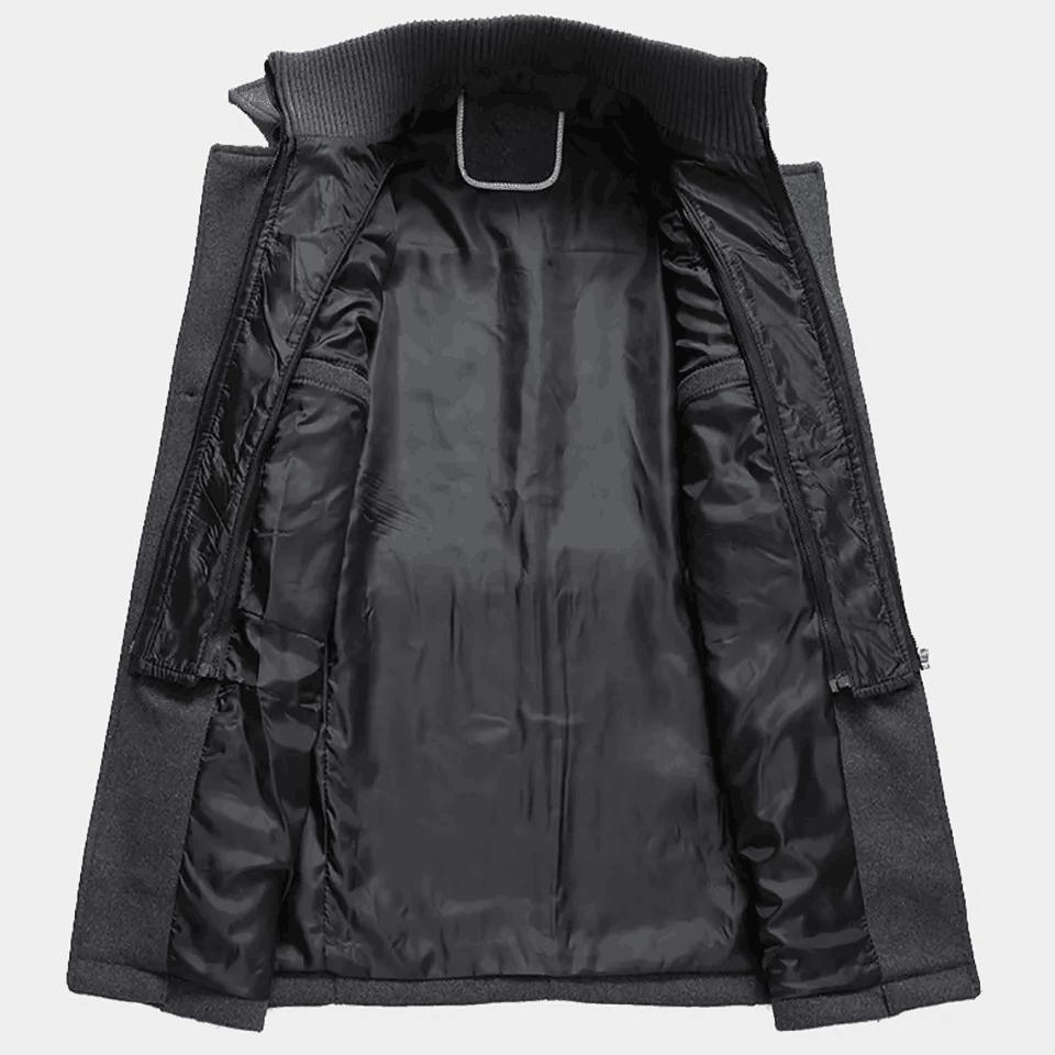 Autumn and Winter New Men&prime;s Double Collar Woolen Warm Plus Size Long Coat Windproof Jacket for Men