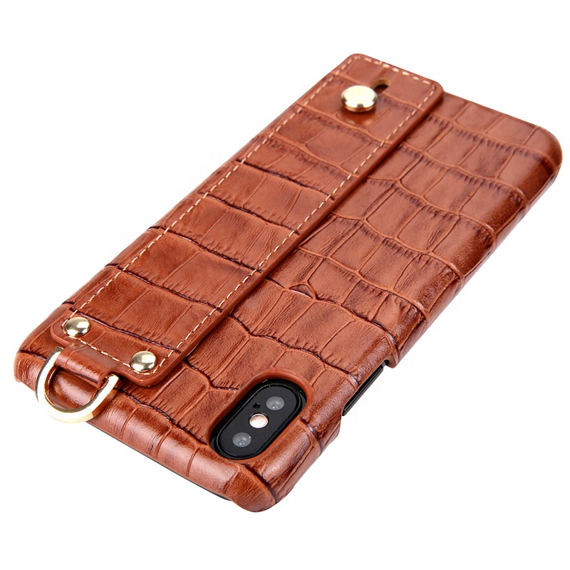 Blue Luxury Crocodile Leather Mobile Cover For IPhone XS Handcrafted