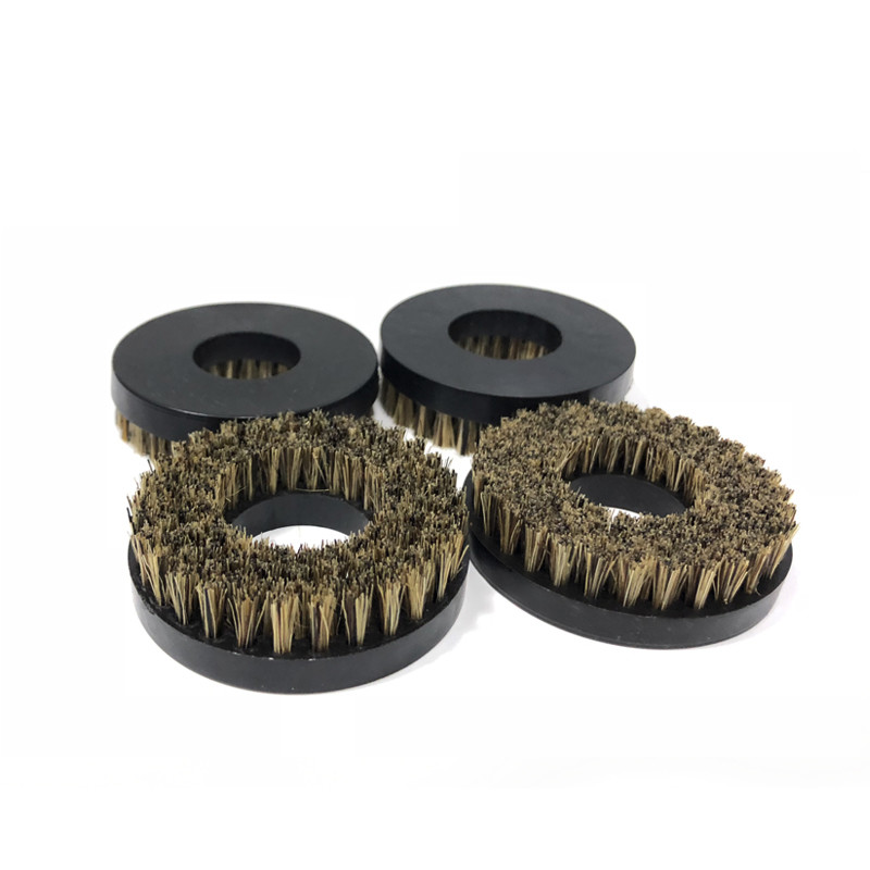 CNC PCB Pressure Foot Brush Black Plastic Handle Brown Bristles OD 50mm