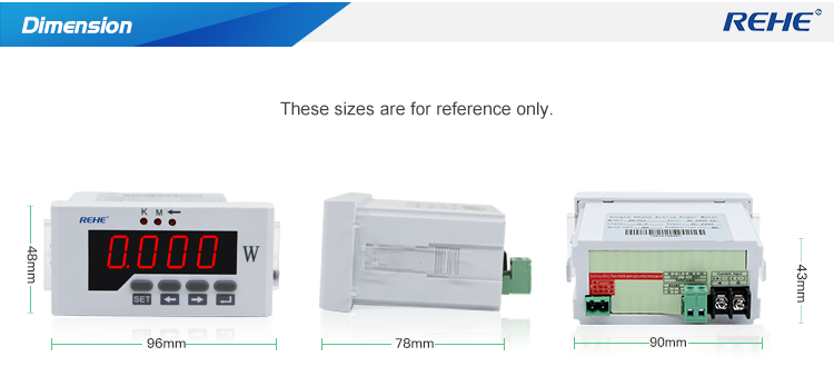 48*96mm Digital LED display single phase att meter ith 9999