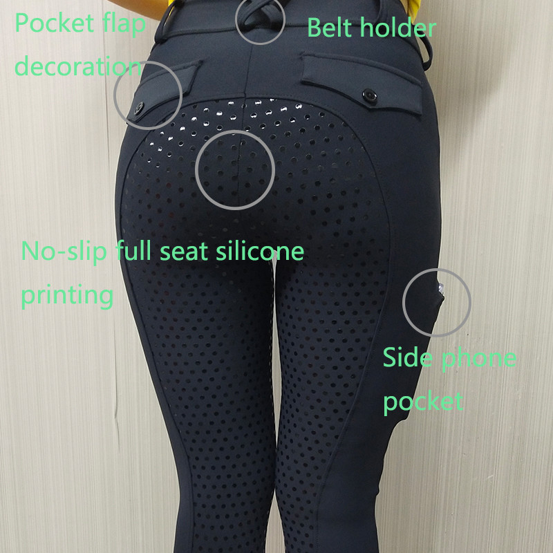 Full Seat Silicone Horse Riding Pants / Equestrian Leggings With Phone Pocket