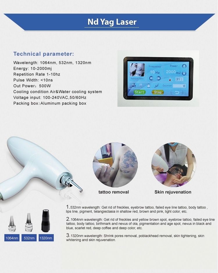 Carbon Tip 500W Q Switched ND YAG Laser Machine For Pigmentation Removal
