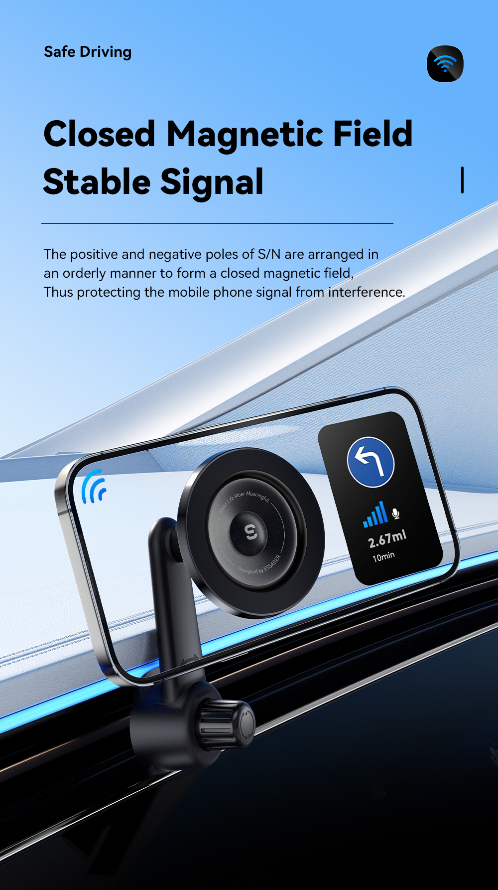 ESSAGER ES-ZJ27 Series Magnetic Safe Car Air Vent Phone Holder