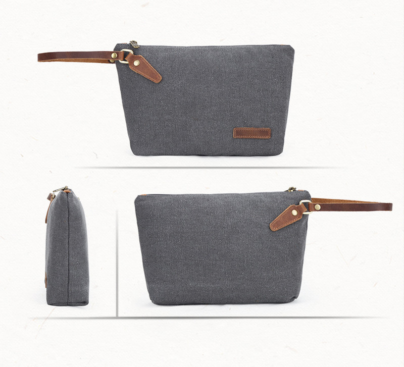 Blank Pure Color Zipper Cotton Canvas Makeup Bag