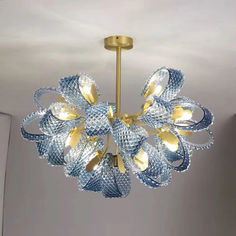 Luxury Hanging Fixture Firework Pendant Lights Led Lighting Modern Flower Glass Chandeliers And Lamps