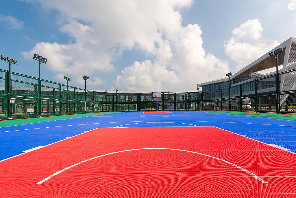 UV Resistant Interlocking Gym Floor Tiles Moisture Proof Sports Rubber Mat