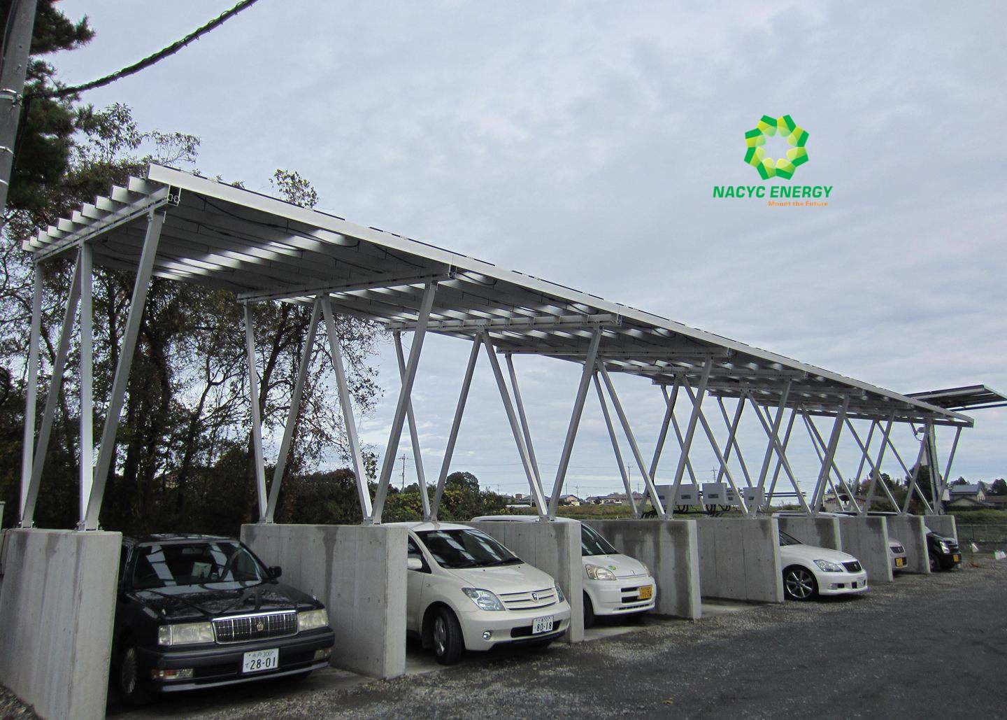 Solar Ground Aluminum Silver Carport Structures Solar Panel Racking Systems Solar Power Carport System