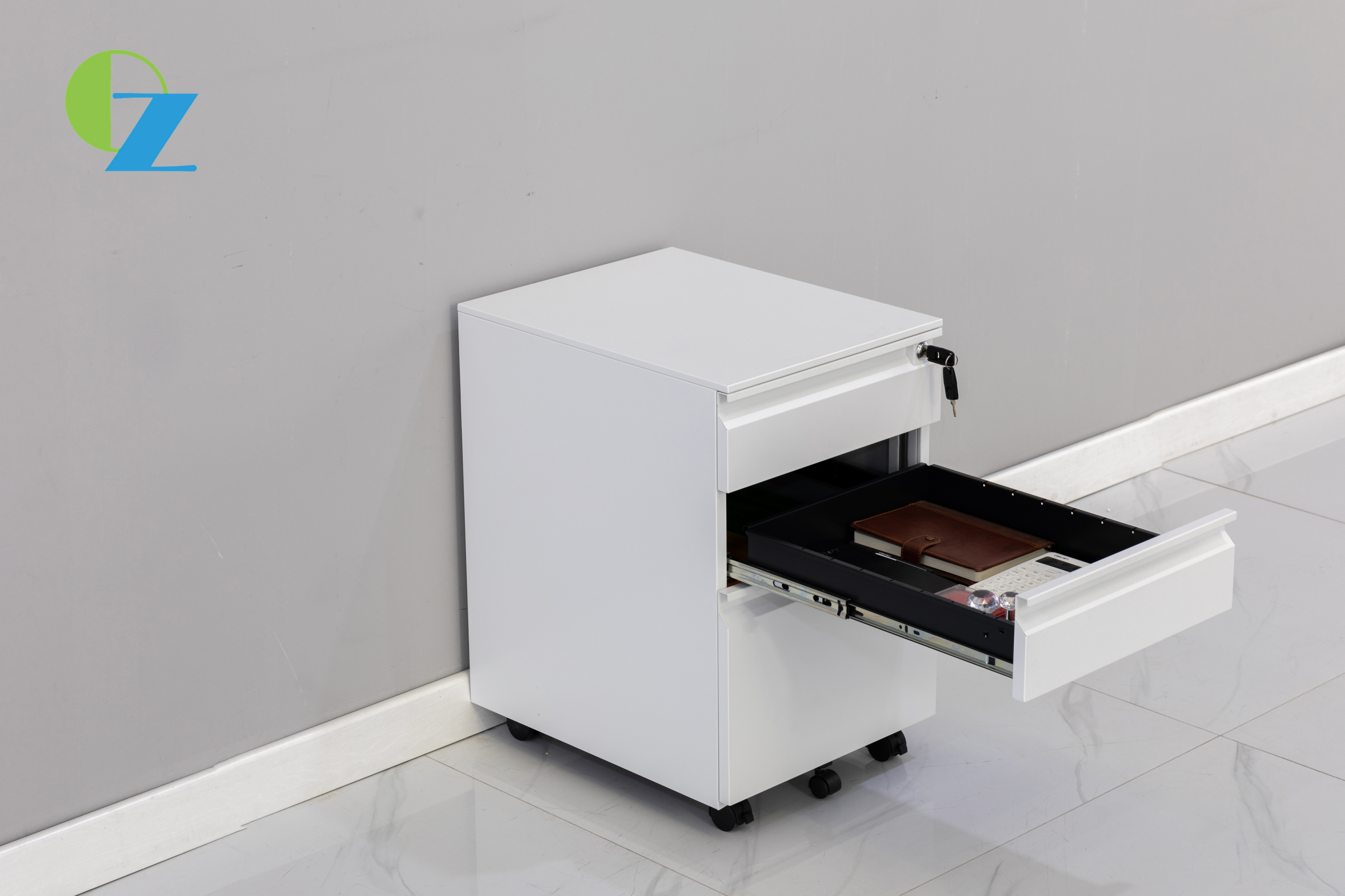 Customizable 3 Drawer Mobile Box File Pedestal Cabinet 0.6mm