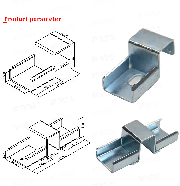 Pipe Joint System Sliding Track Hardware Roller Track Joint 40 * 50 * 16mm