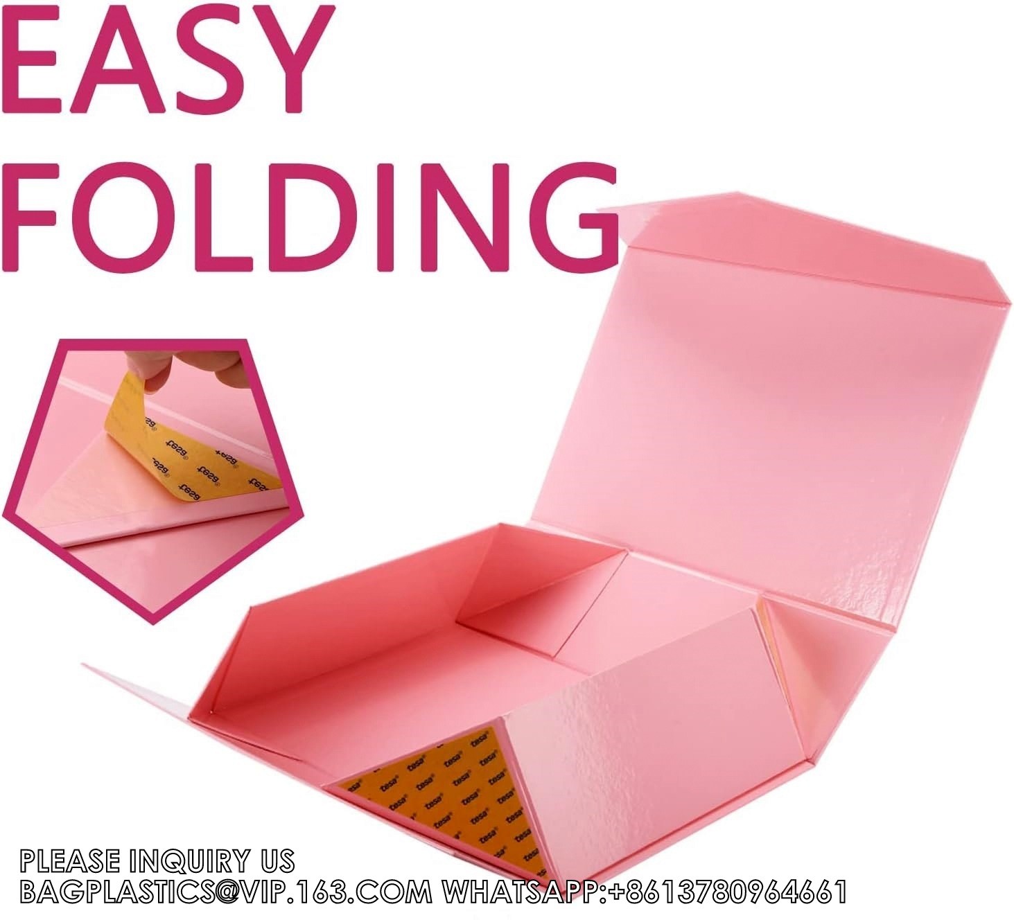 Gift Boxes With Ribbons, Glossy Pink Gift Boxes For Presents, Bridesmaid Proposal Box, Extra Large Gift Box