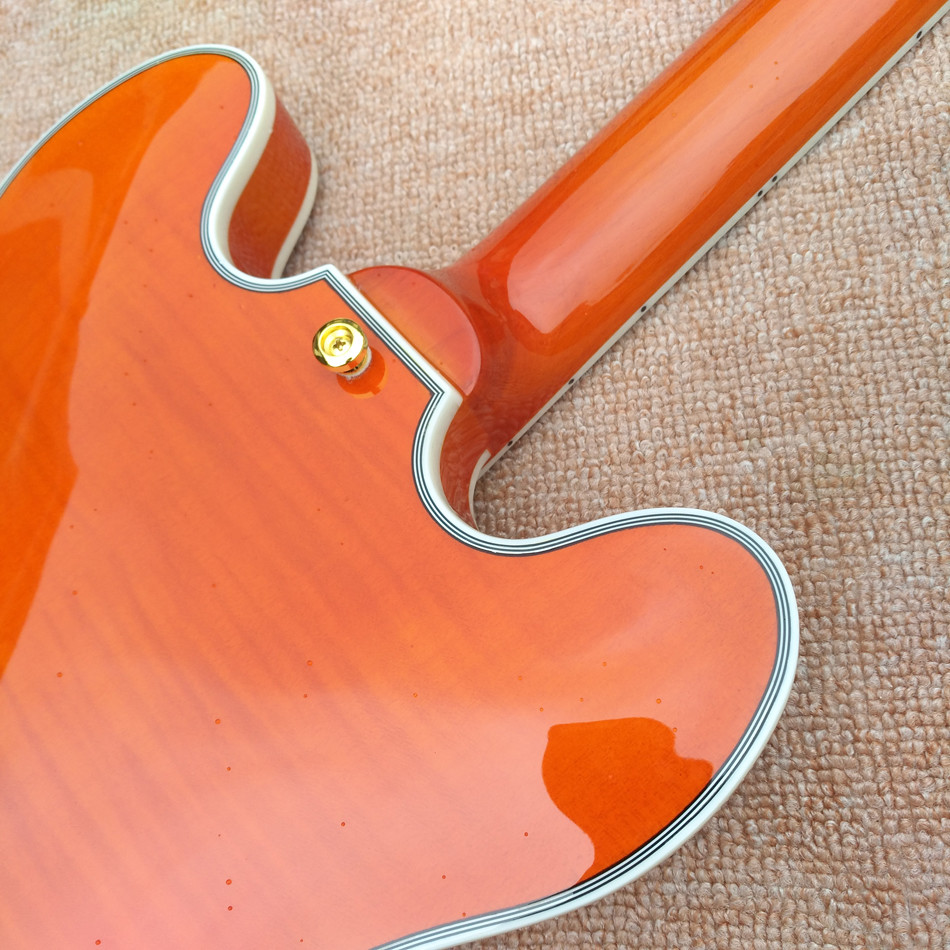 New style high-quality hollow body jazz electric guitar, Bursting maple top & back Double F holes electric guitar, free