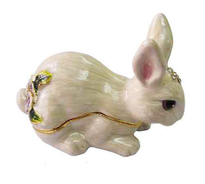 Easter Rabbit Bejeweled Trinket Box Rabbit Jewelry Trinket Box Necklace Ring Holder Easter Easter Bunny Trinket Box