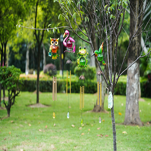 LED Solar Powered Wind Chime Multicolor Metal Solar Yard Ornaments