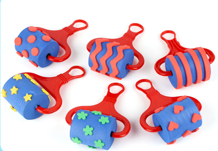 Kids DIY Painting Art Craft EVA Foam Paint Roller mini Sponge stamp roller foam brushes Sponge Roller kids Sponge Stamp