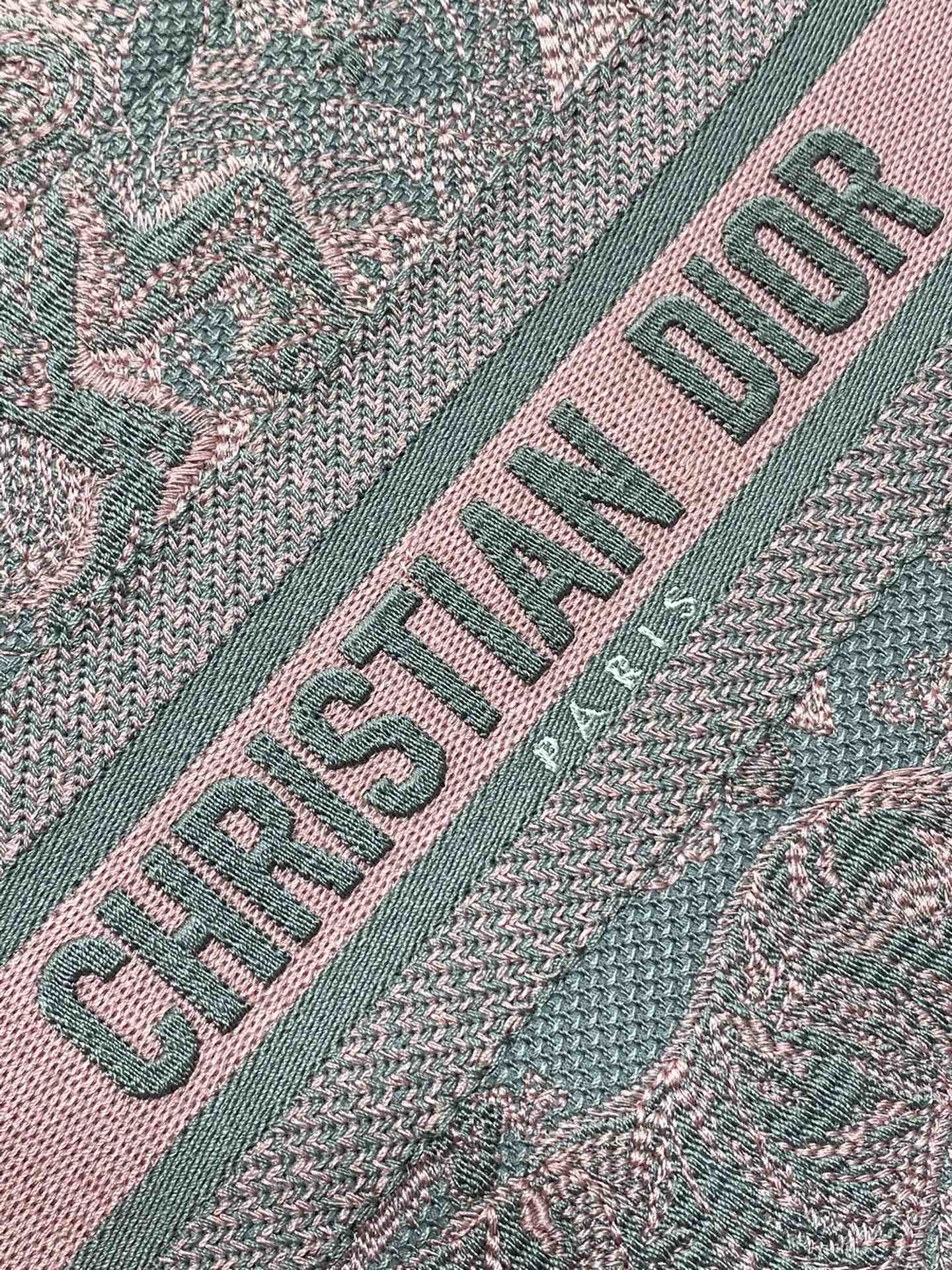 Small Christian Dior Booktote Pink And Gray Toile De Jouy Sauvage Embroidery