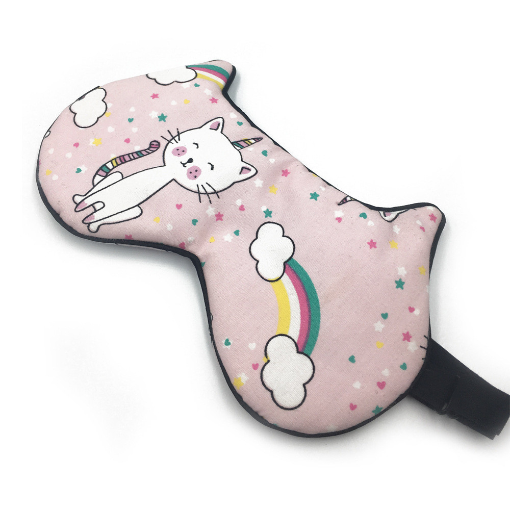 Cat design 100% silk eye mask custom embroidery LOGO printing OEM accepted for sleeping well