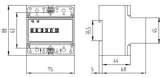 Single Phase Two Wire Din Rail Active Register Display Electronic Kwh Energy Meter