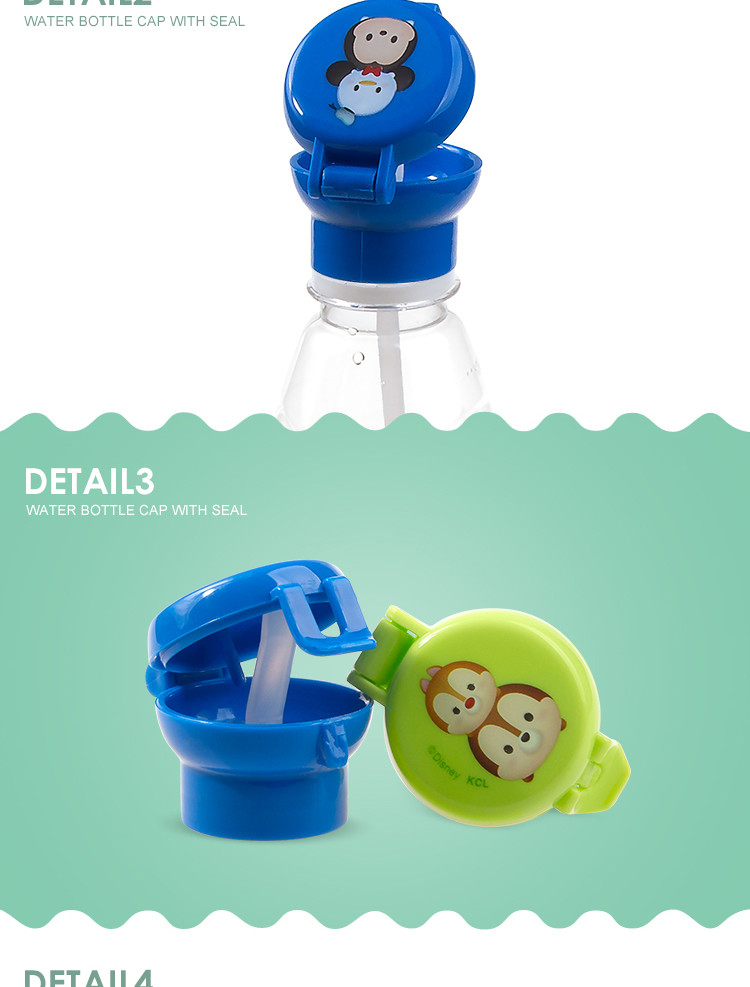 Cartoon design wholesale child resistance cap cute plastic water bottle caps with straw