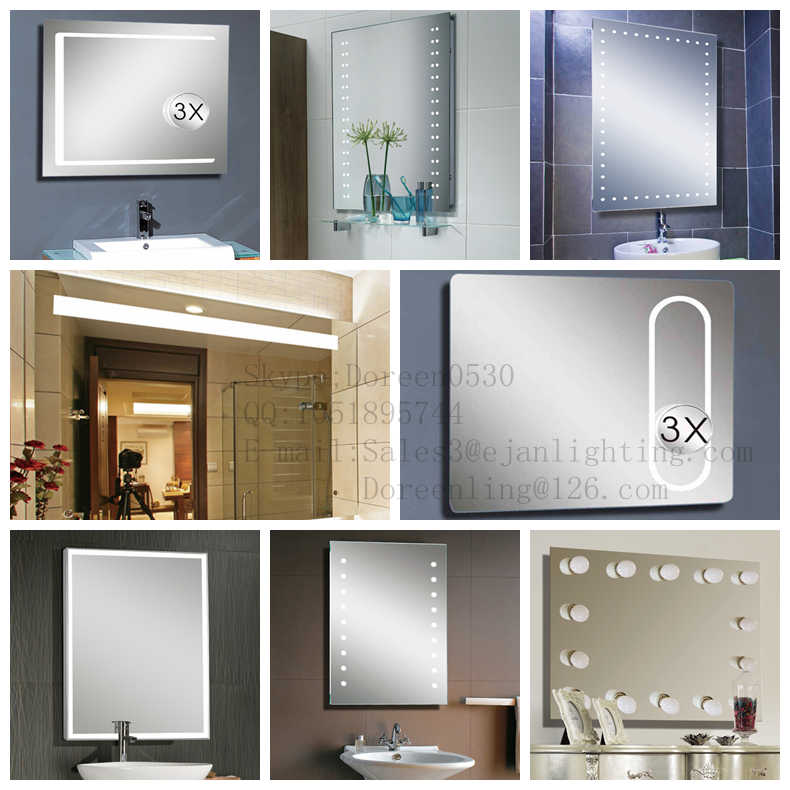 Square Wall Mounted Fog Free Shower Magnifying Mirror With Light Mirror Size 500x700mm