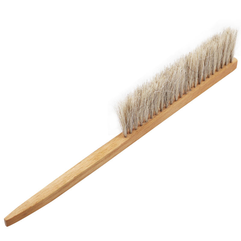 Long Handle Horsehair Bee Brush Two Double Rows in Yellow Color for Beekeeping