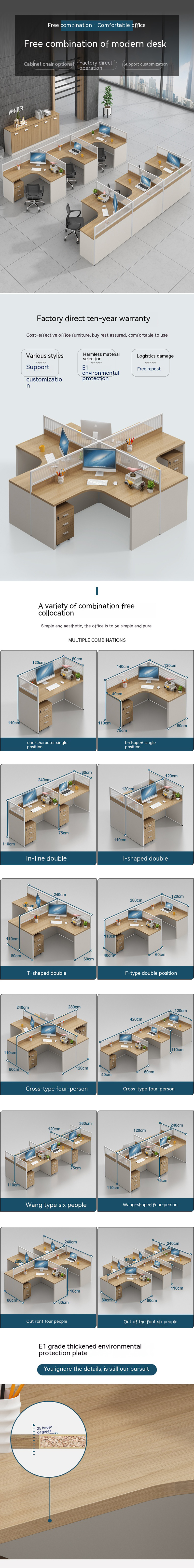 Other Employee Workstation Desks for Office Staff Multi-functional Freestanding Desks