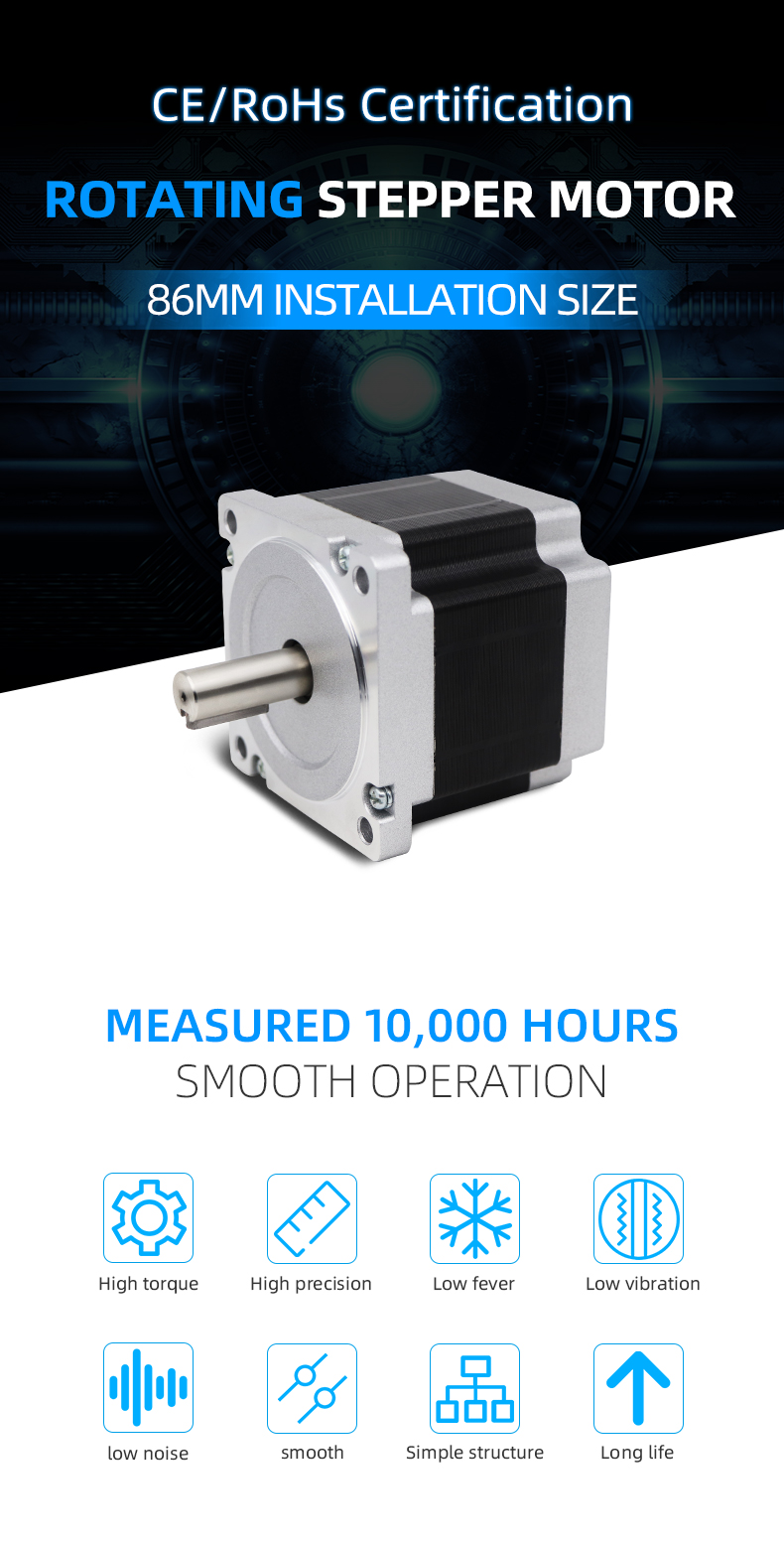 86mm Square Nema 34 High Precision Hybrid Micro Stepper Motor with 5v DC and 2 Phases