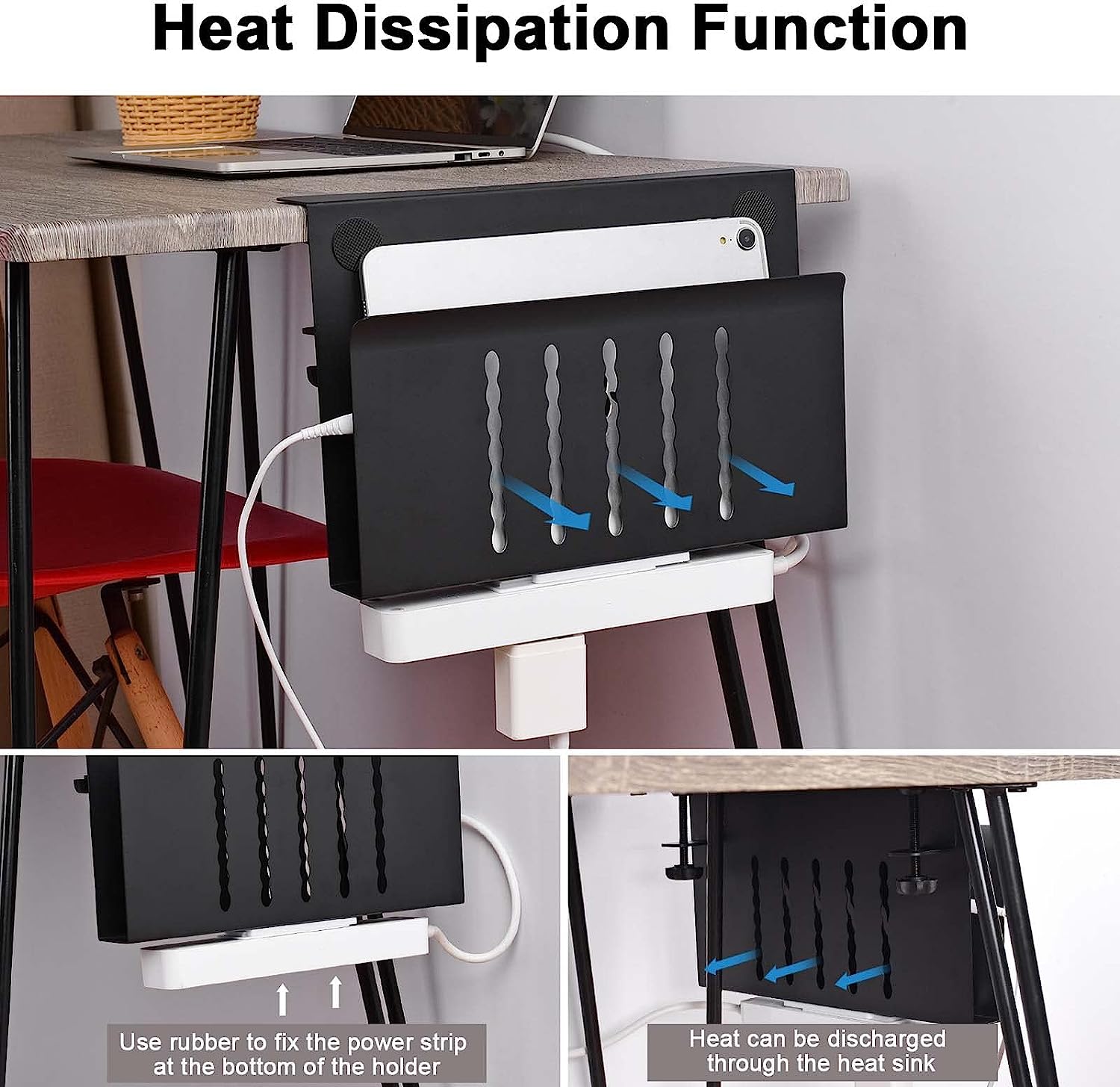 Nonstandard Vertical Storage Under Desk Laptop Holder with Steel Hanging Desk Organizer
