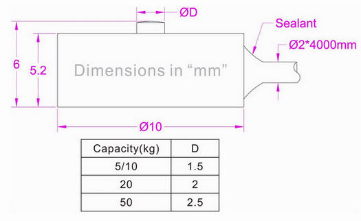 subminiature compression transducer 500N 200N 100N 50N