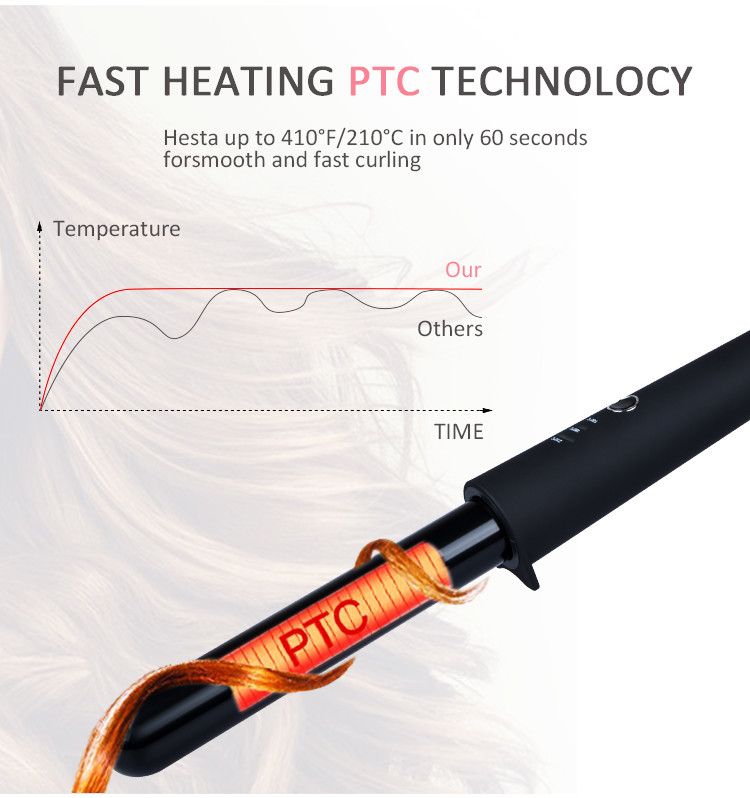 Deep Wave Ceramic Hair Curler , OEM ODM Rotating Hair Curling Iron