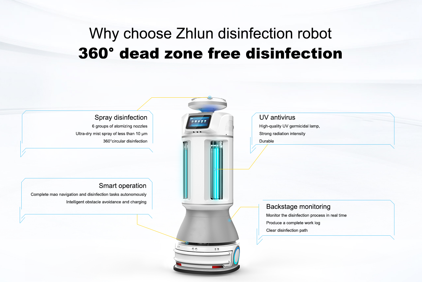 UVC Light Cleaning Spray Automated Guided Vehicle 15L Hospital Disinfection Robot