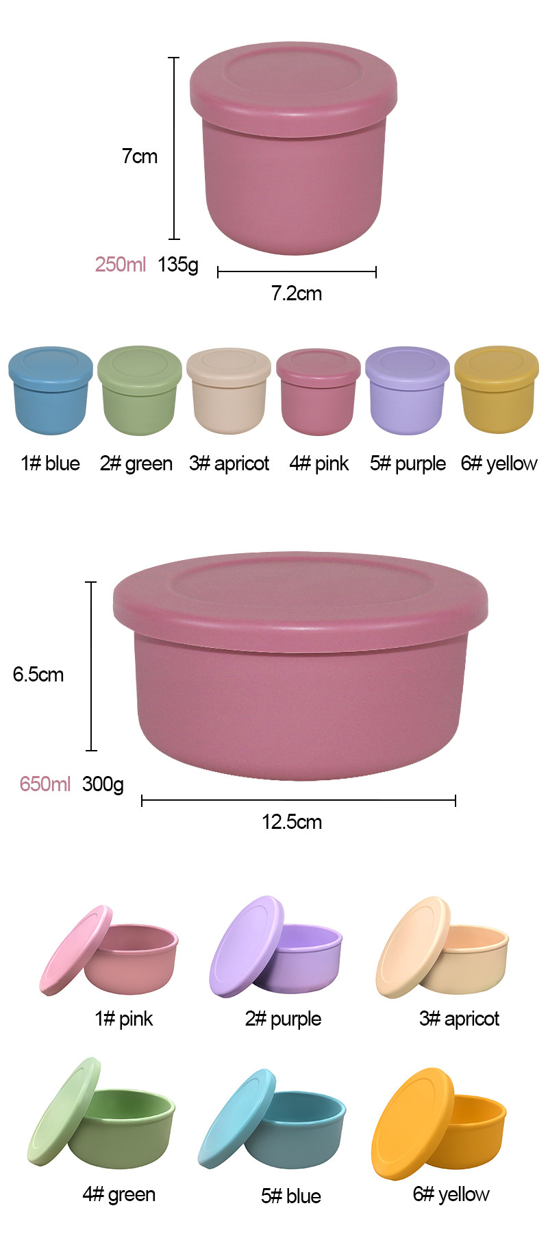 Stackable Silicone Bowl With Lid Cover Lunch Box Bento Set Microwave Safe