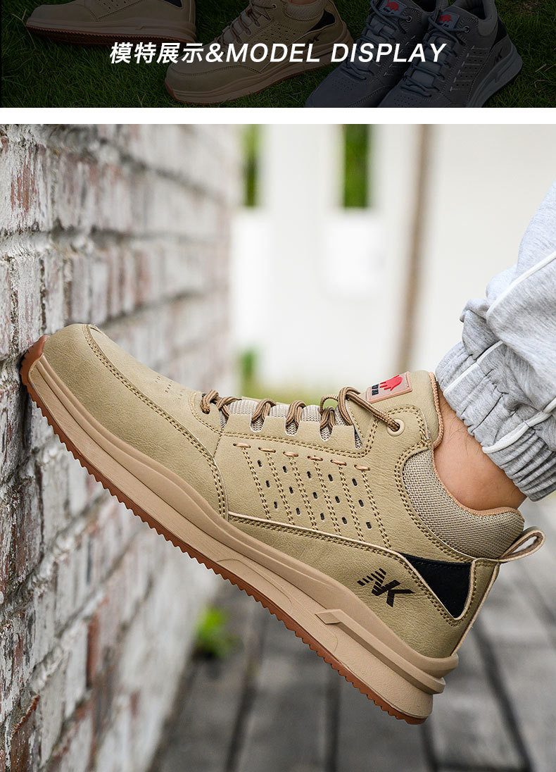 Security Work Boots Microfiber Men's Safety Boots Plastic Toe Kevlar Mid Sole Anti-smashing Rubber Work Boots