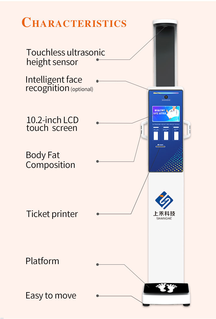 500kg Body Composition Analyzer Scale Human Body Height Weight Scale