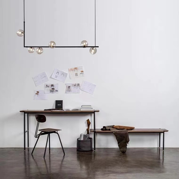 Nordic Long Modern Glass RestaurantChandelier Pendant Brass Iron Lamp
