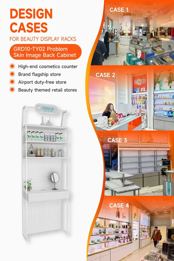 GDR10-TY02 Retail Store Display with White LED Light Strips and 5mm Ultra-clear Glass Tabletop for Cosmetics Retail Stores