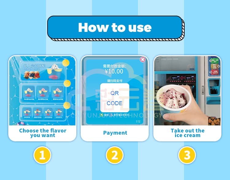 Self Service Ice Cream Vending Machine Business 220V 110V For Soft Ice Cream