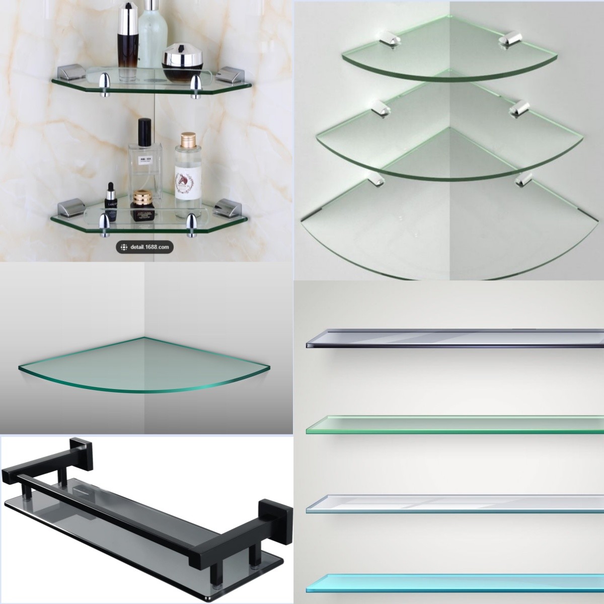 Logo / Size Custom Cut Tempered Glass Shelves Clear Ultra Clear Frosted Glass Bathroom Shelf For Display Shelf Holder CCC / ISO9001 Approved