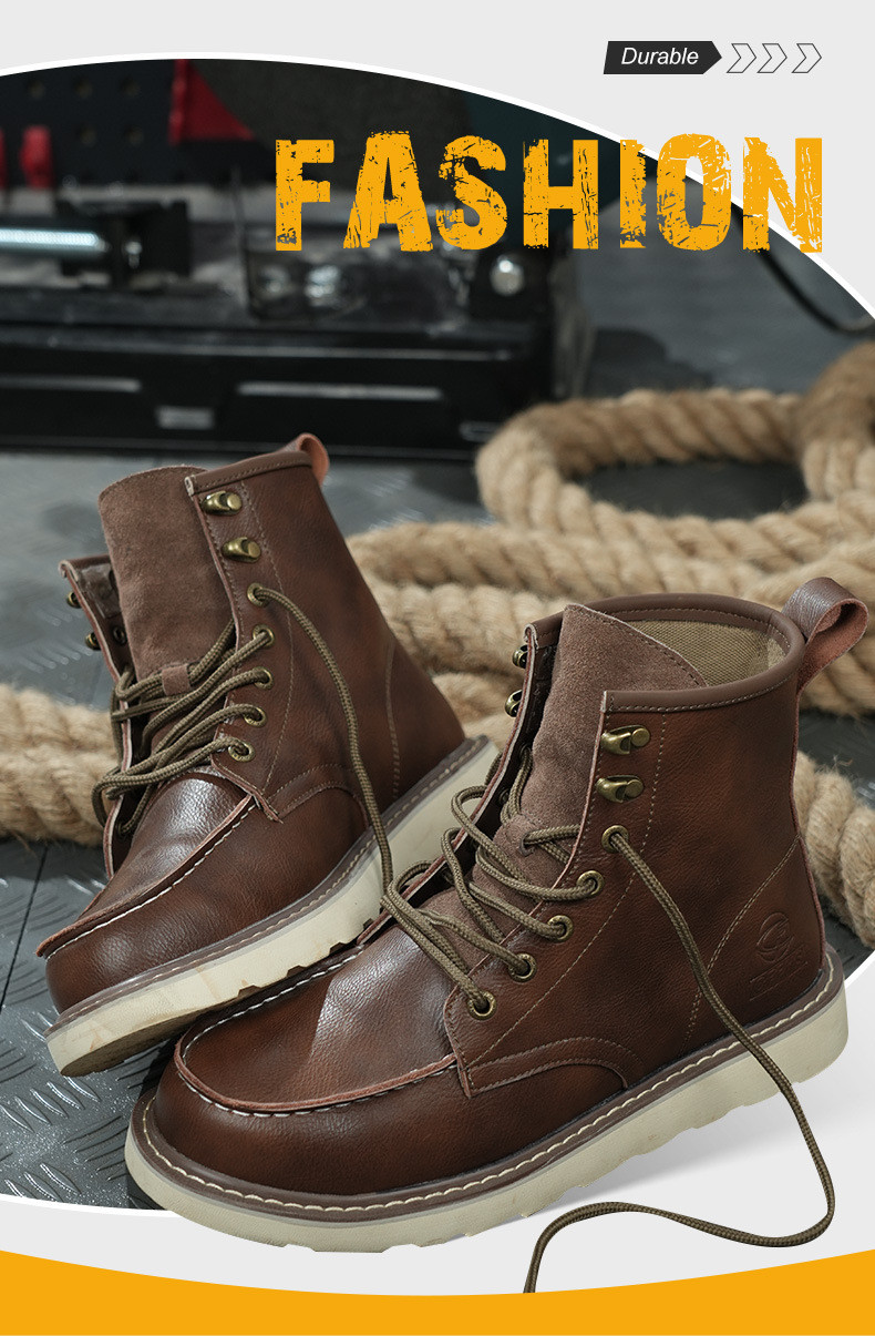 Kevlar Midsole Rubber Work Shoes In Brown Cowhide For Superior Safety Features