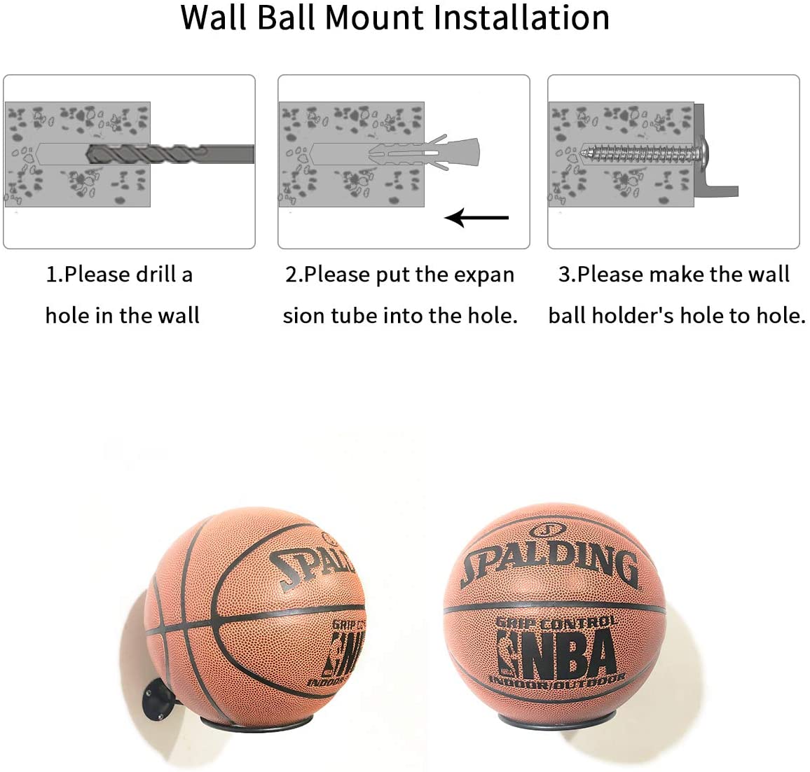 Wall Mounted Sports Ball Display Holder for Basketball Soccer Football and Volleyball