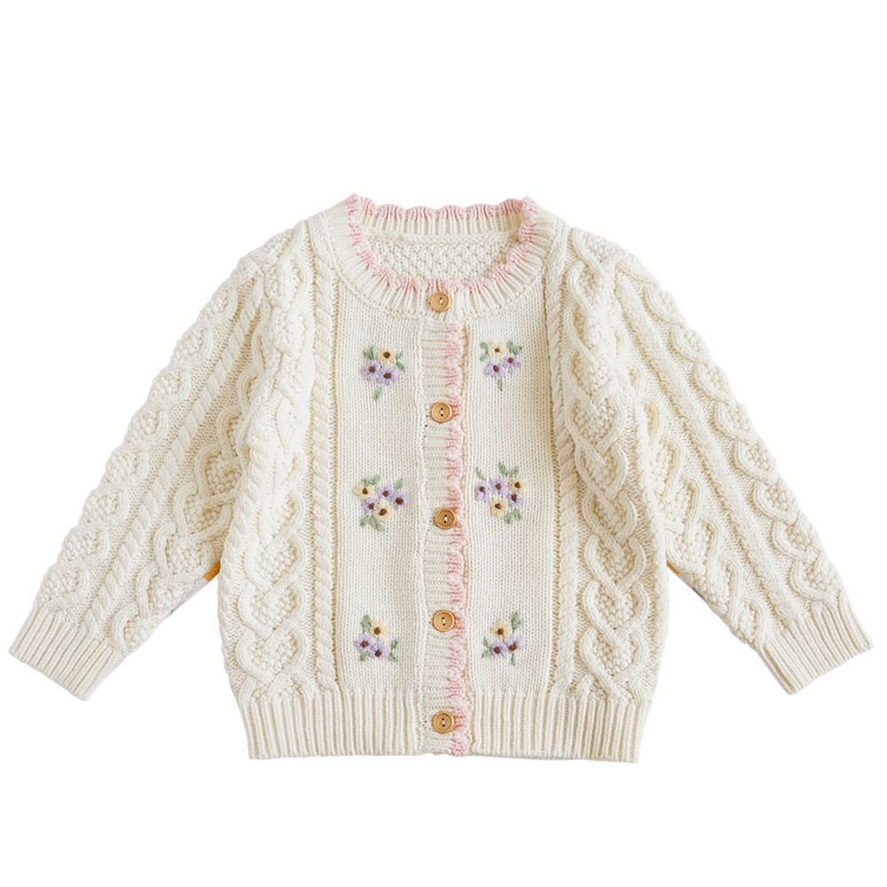 2023 spring and autumn hot sale sweet and lovely solid girls knitted sweater cardigans